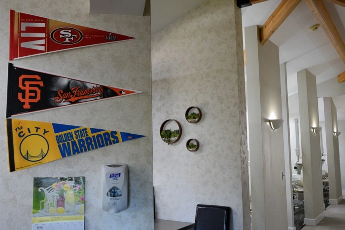 Comfortable and welcoming dental office reception area