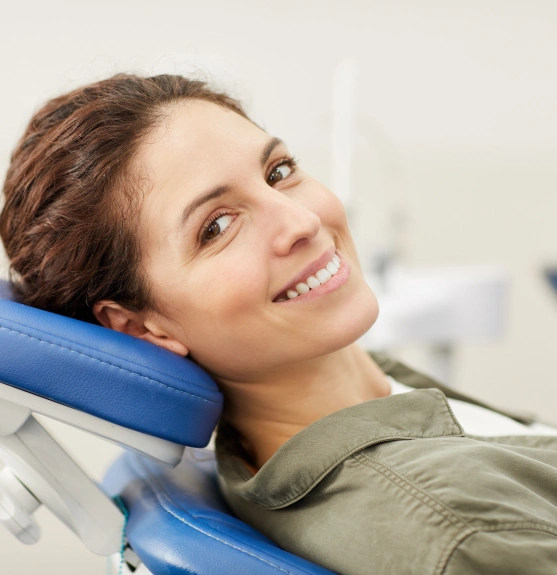 Woman lying in a dental chair